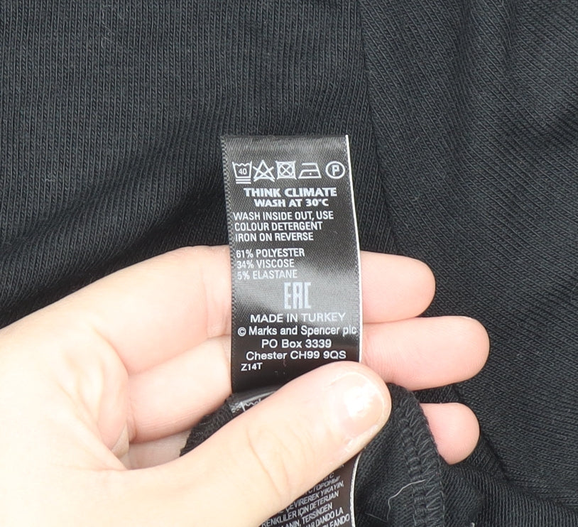 Marks and Spencer Women's Black 3/4 Sleeve Tie Front Pullover Jumper Size 16