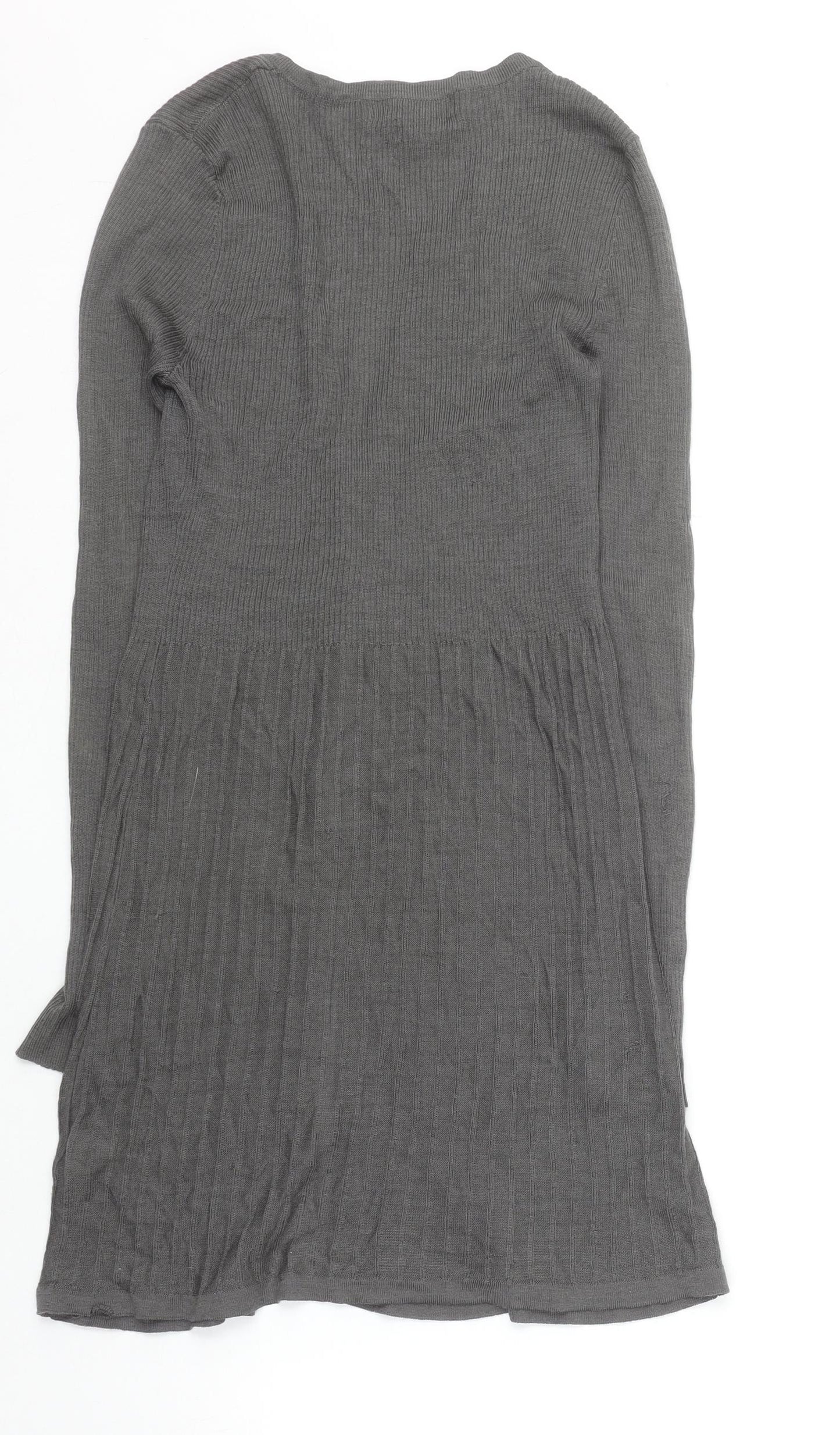 Monsoon Women Grey Size 8 Cardigan Long Sleeve Merino Wool Blend