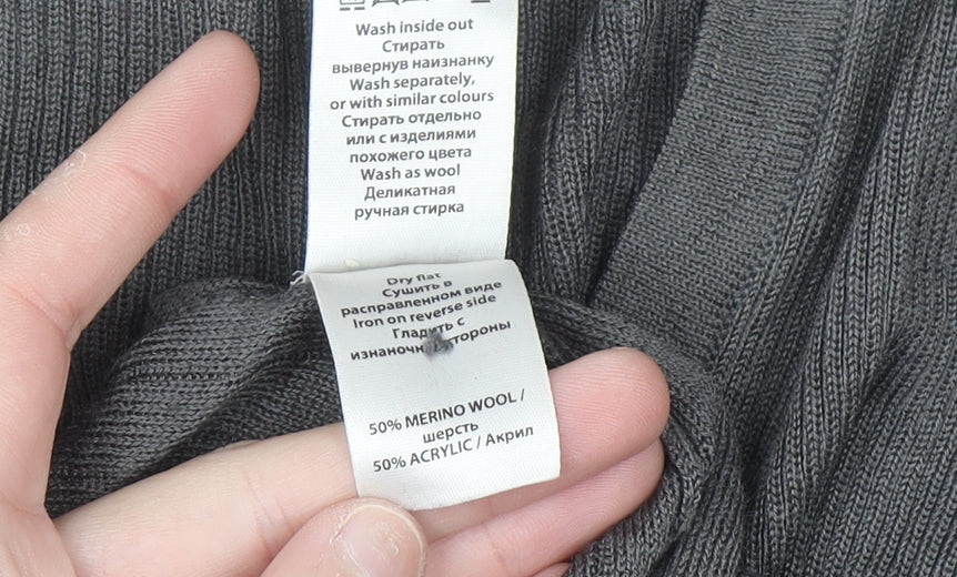 Monsoon Women Grey Size 8 Cardigan Long Sleeve Merino Wool Blend