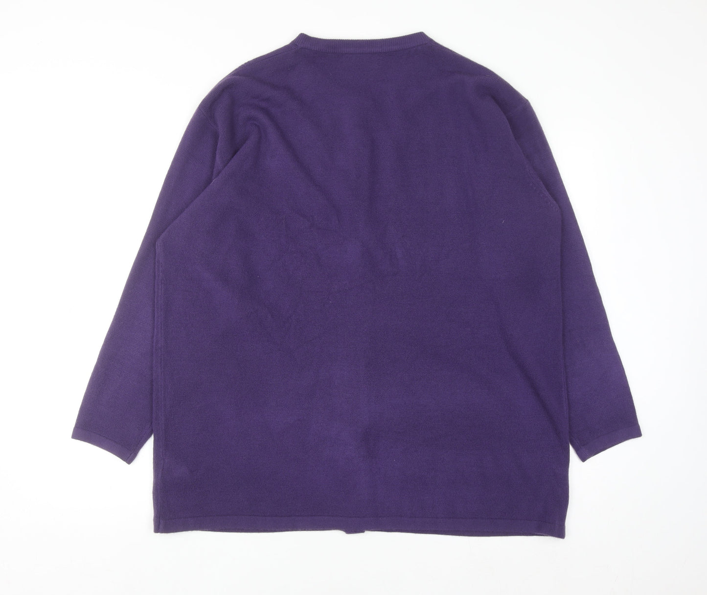 Klassique Women Plus Purple Knit Cardigan 3/4 Sleeve