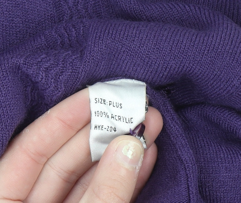 Klassique Women Plus Purple Knit Cardigan 3/4 Sleeve