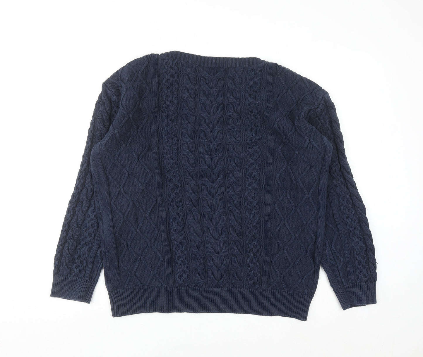 Crew Clothing Company Women Blue Cotton Cable-Knit Jumper Size 16