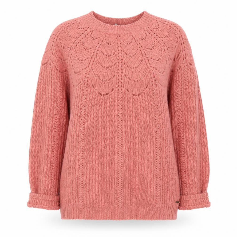 Joules Womens Pink Chunky Knit Crew Neck Pullover Jumper Size 16