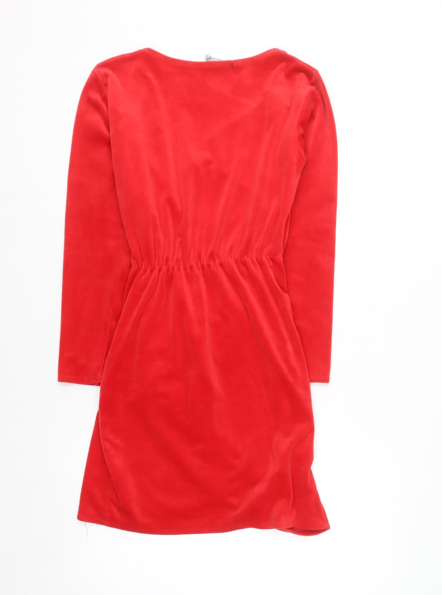 MOON Women's Red Long Sleeve Wrap Dress Size S Party Velour