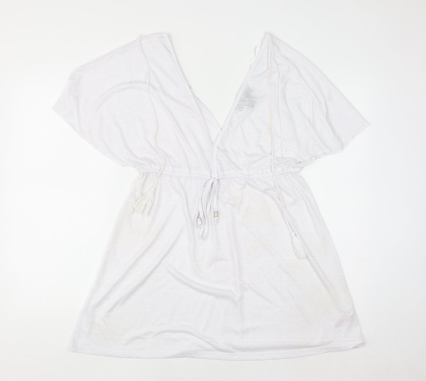 Primark Women’s White Tunic Kimono Sleeve Boho Blouse Size M