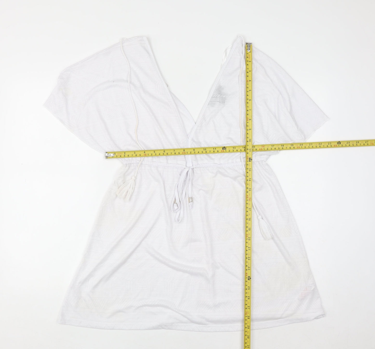 Primark Women’s White Tunic Kimono Sleeve Boho Blouse Size M