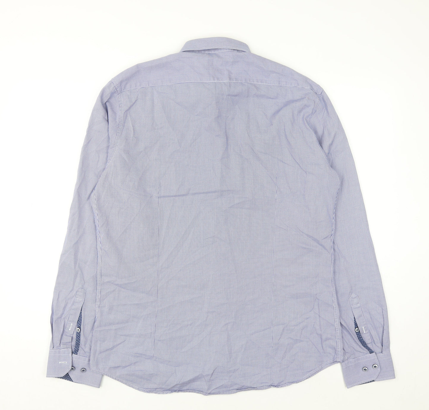 Jacques Britt Men Blue Slim Fit Long Sleeve Button-Up Shirt L 16in