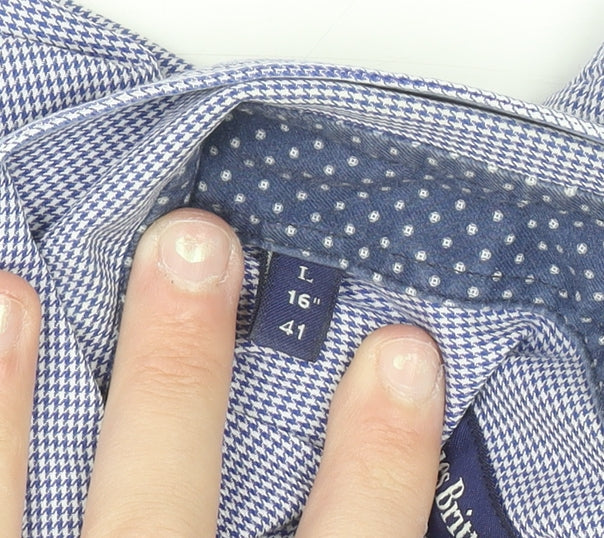 Jacques Britt Men Blue Slim Fit Long Sleeve Button-Up Shirt L 16in