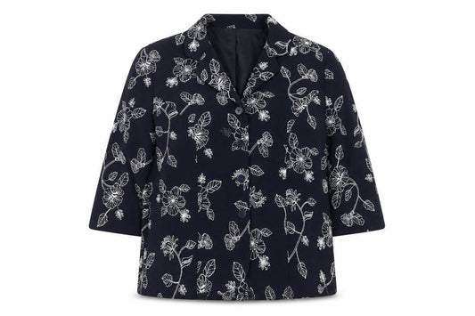 Eastex Women’s Blue Floral 3/4 Sleeve Polyester Blazer Size 14