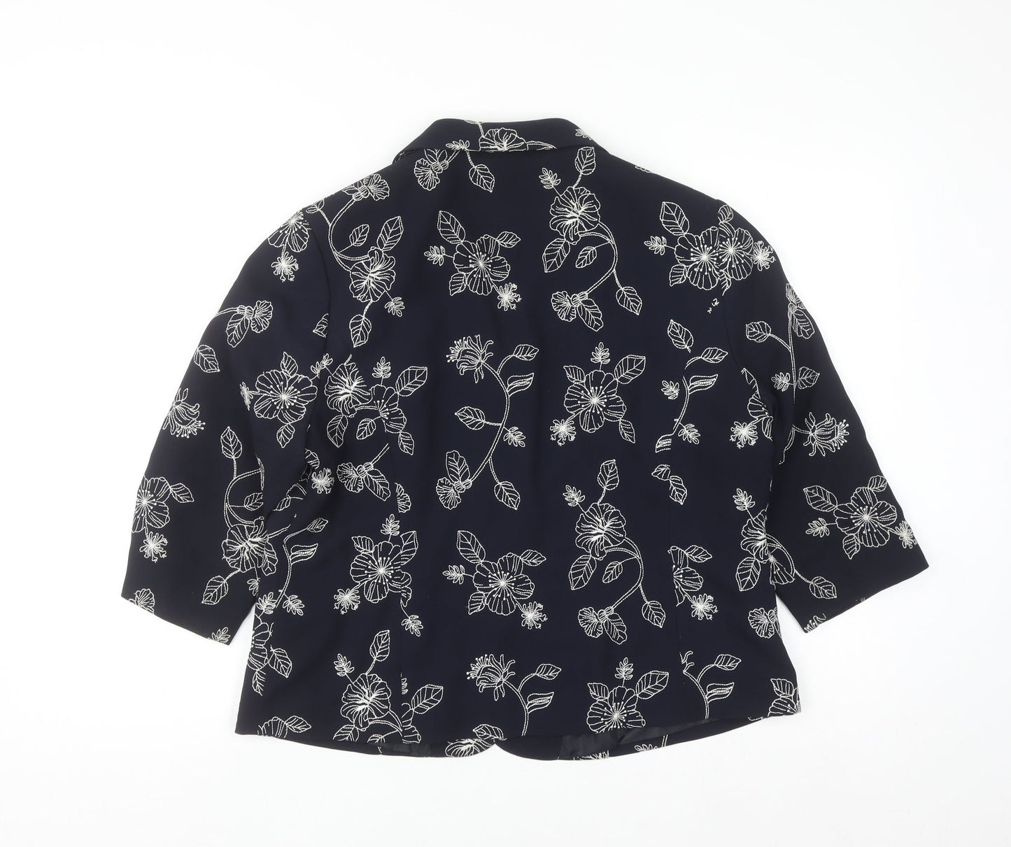 Eastex Women’s Blue Floral 3/4 Sleeve Polyester Blazer Size 14
