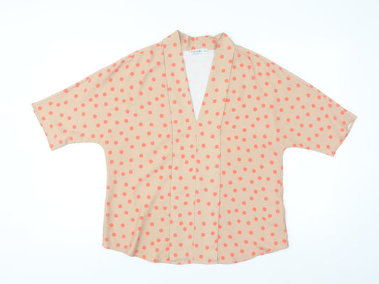 Gallery Women Beige Polka Dot Kimono Blouse Size 12