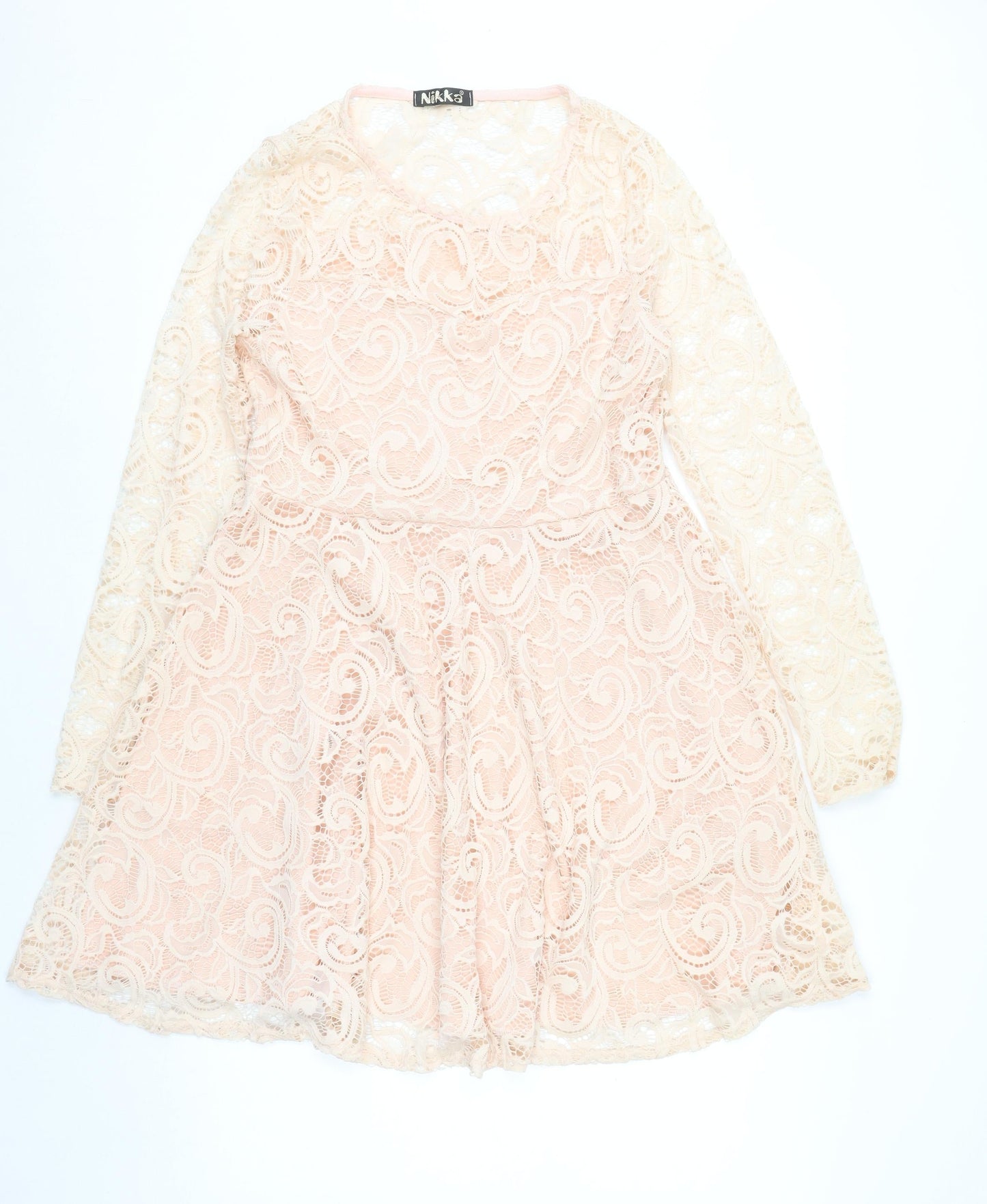 Nikka Women's Beige Lace Fit & Flare Dress Size 16 Party Wedding