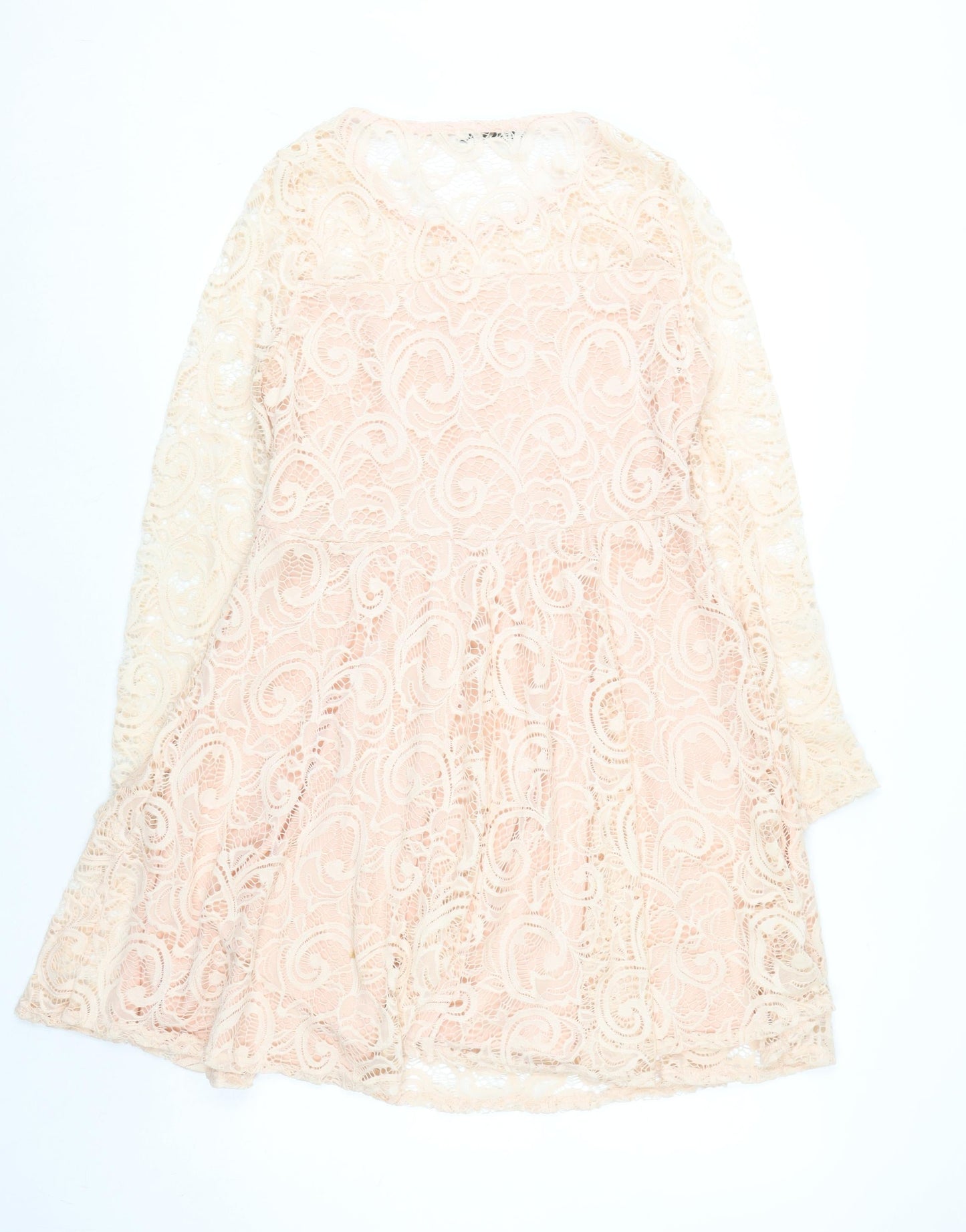 Nikka Women's Beige Lace Fit & Flare Dress Size 16 Party Wedding