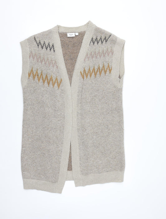 Saint Tropez Beige Knit Geometric Sleeveless Vest S
