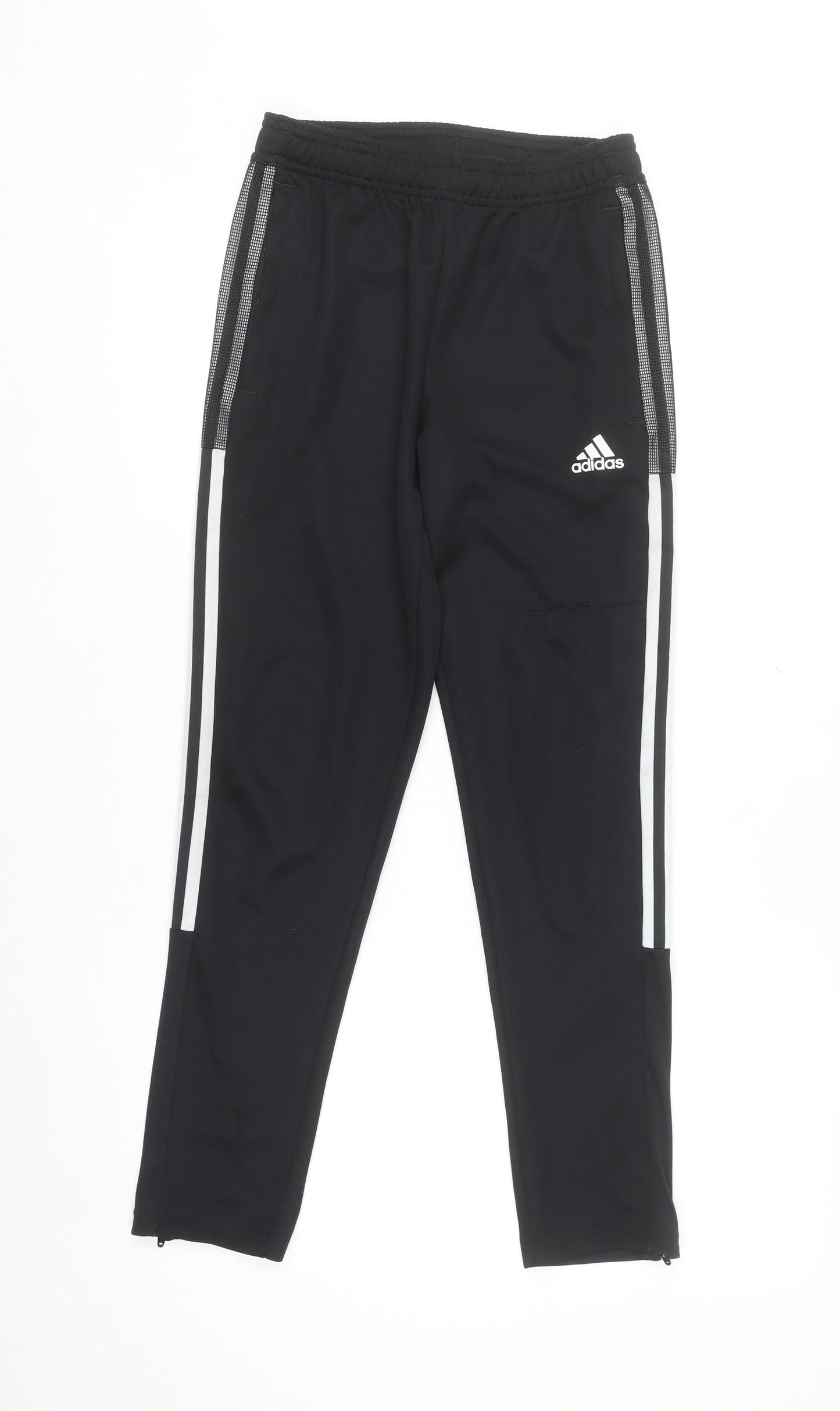 Adidas Boys Black Jogger Trousers 11-12 Years Elastic Waist Side Stripe