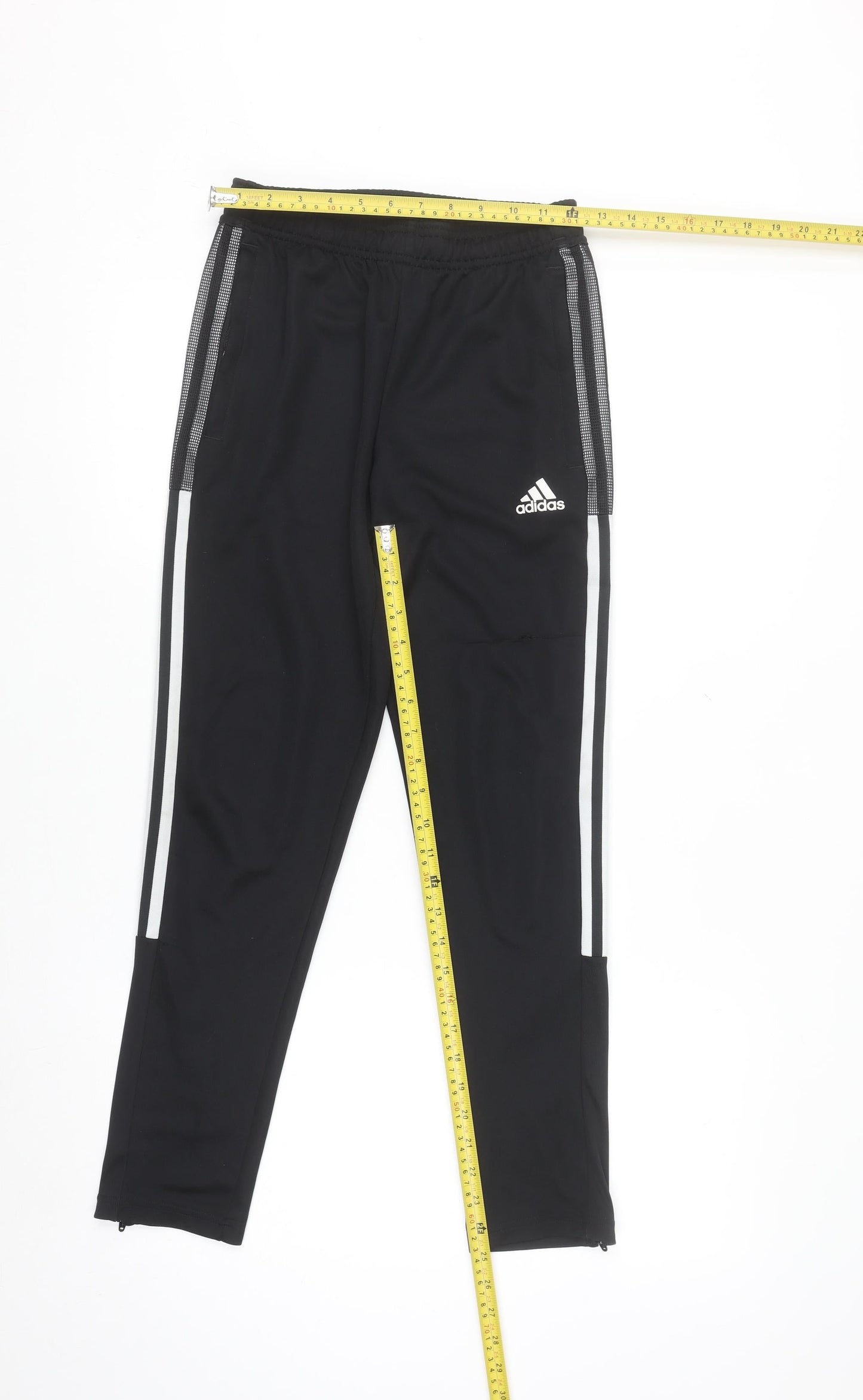 Adidas Boys Black Jogger Trousers 11-12 Years Elastic Waist Side Stripe