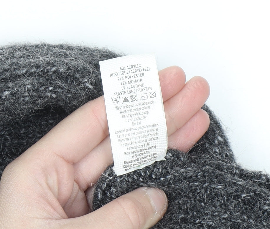New Look Women Grey Mohair Blend Cowl Neck Short Sleeve Jumper Size 14