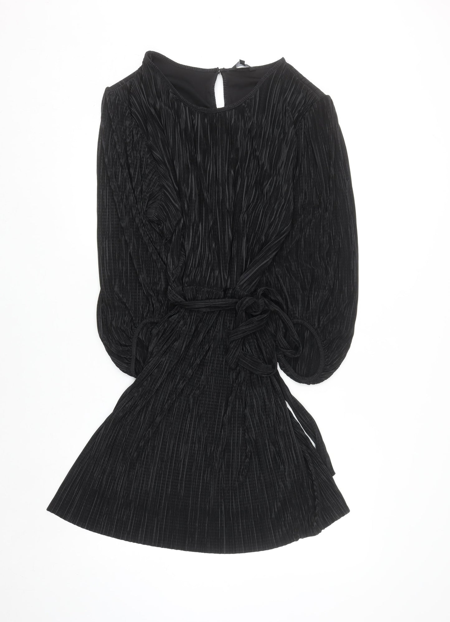 Peacocks Women’s Black Size 20 Pleated A-Line Long Sleeve Dress