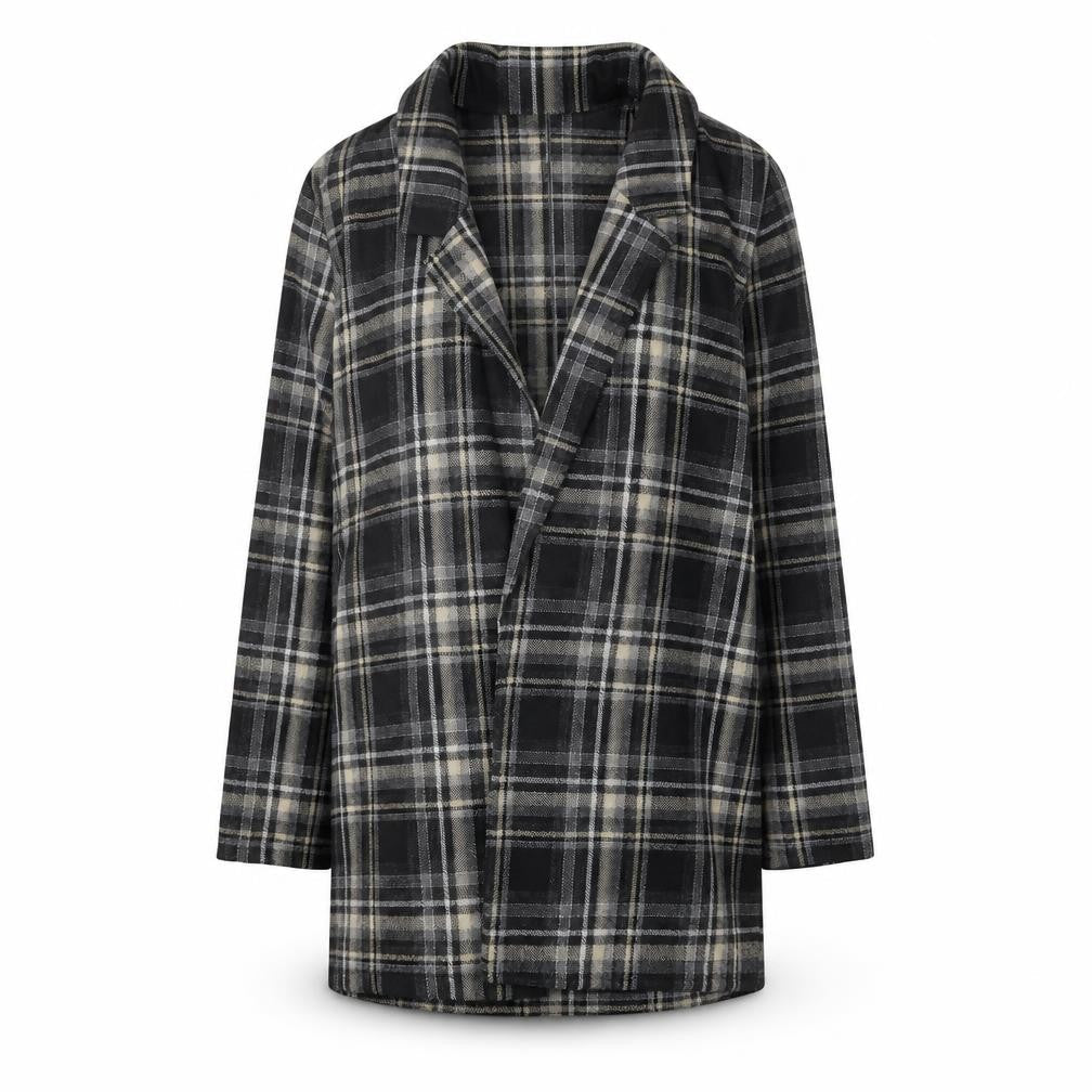 Primark Women Grey Check Mid-Length Overcoat Size 16