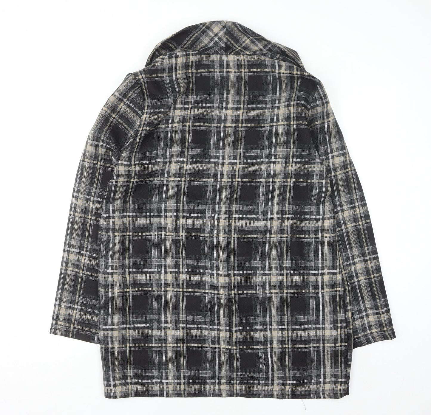Primark Women Grey Check Mid-Length Overcoat Size 16