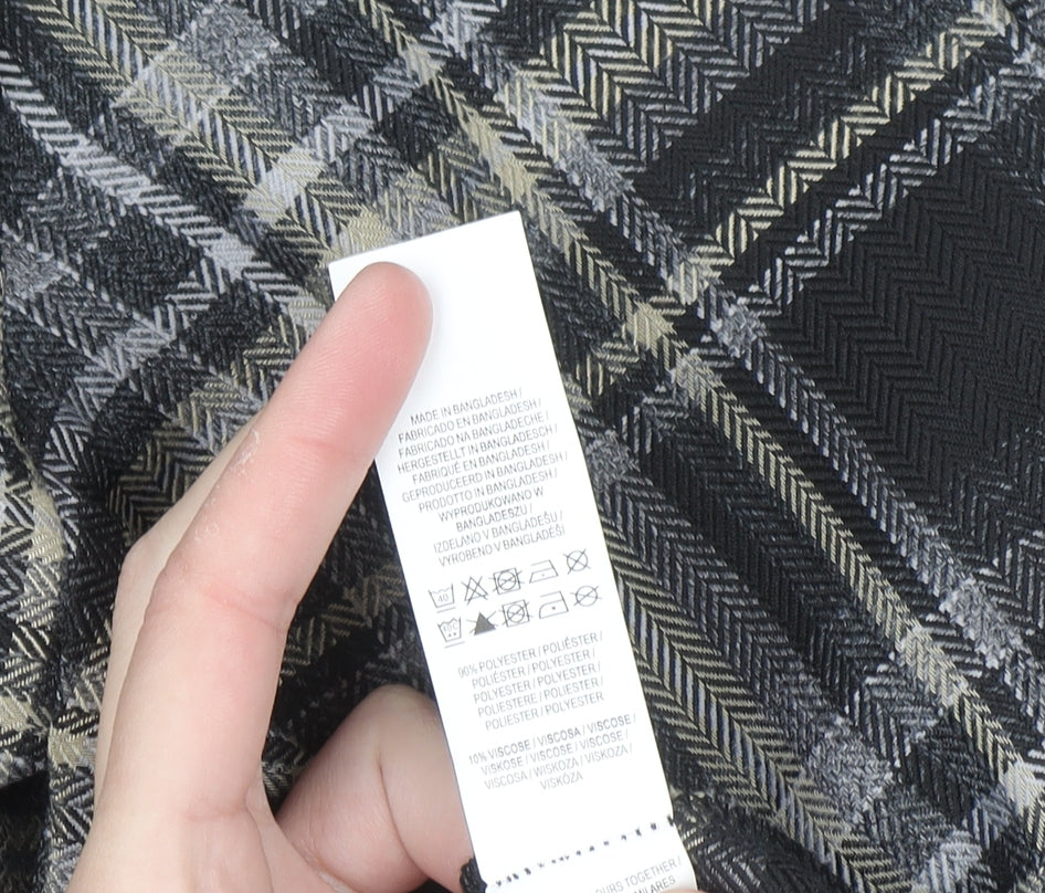 Primark Women Grey Check Mid-Length Overcoat Size 16
