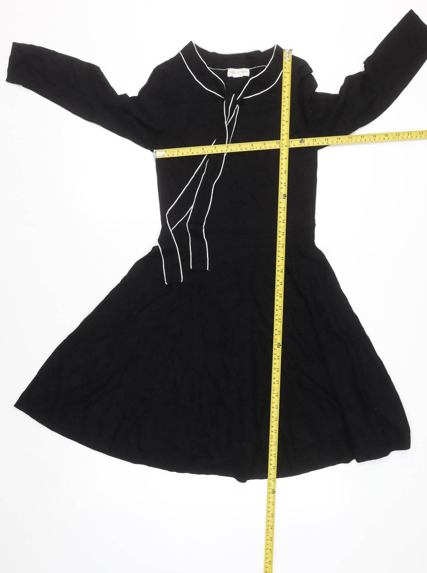 Monsoon Women’s Black Fit & Flare Knit Dress Size 8 Long Sleeve