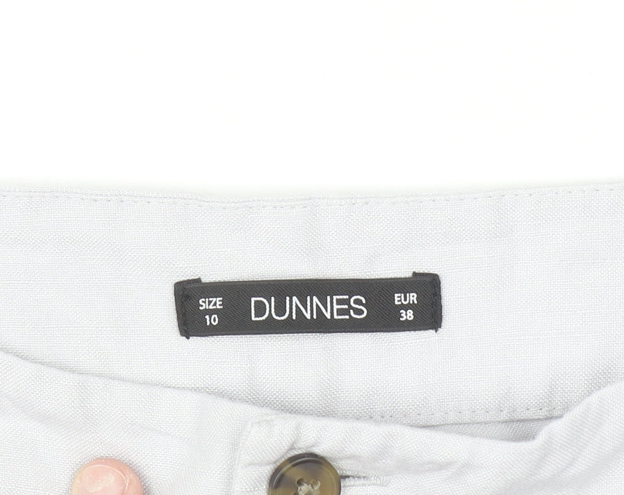 Dunnes Women White Linen Blend Chino Trousers Size 10