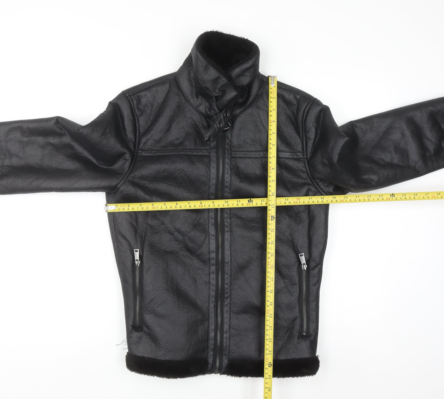 Primark Women’s Black Faux Leather Lined Biker Jacket Size S