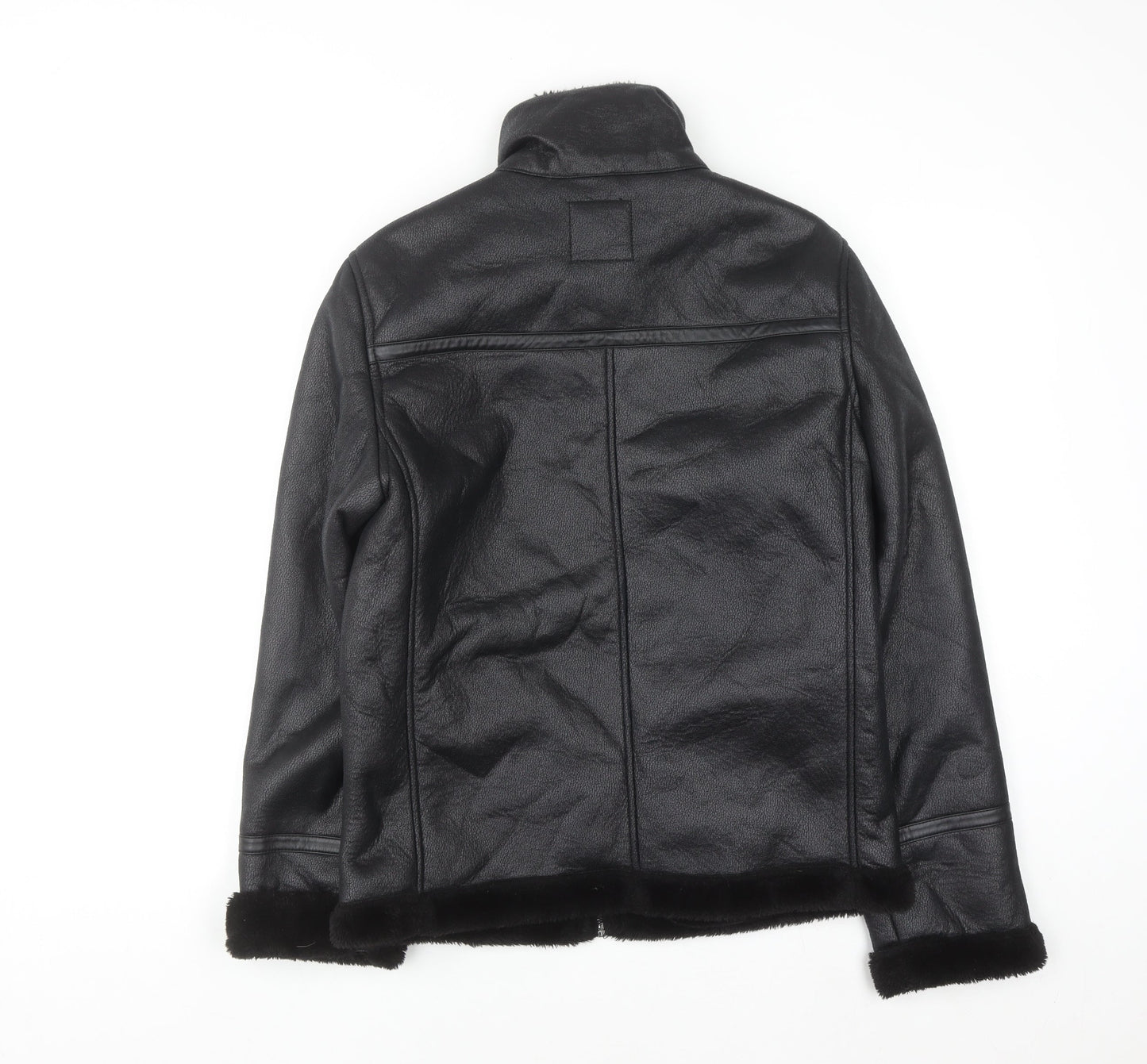 Primark Women’s Black Faux Leather Lined Biker Jacket Size S