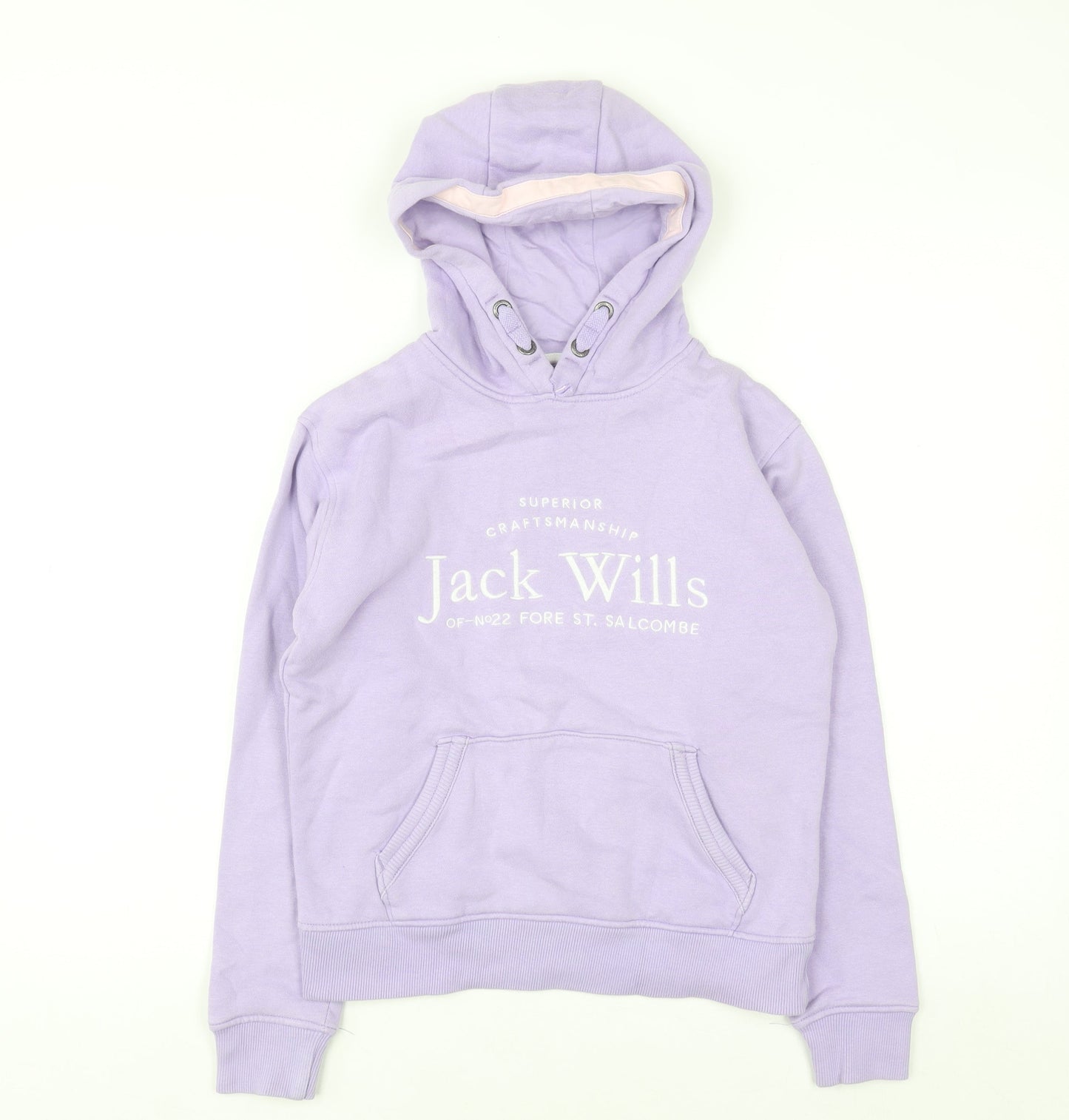 Jack Wills Girls Purple Pullover Hoodie 10-11 Years Logo Cotton Fleece