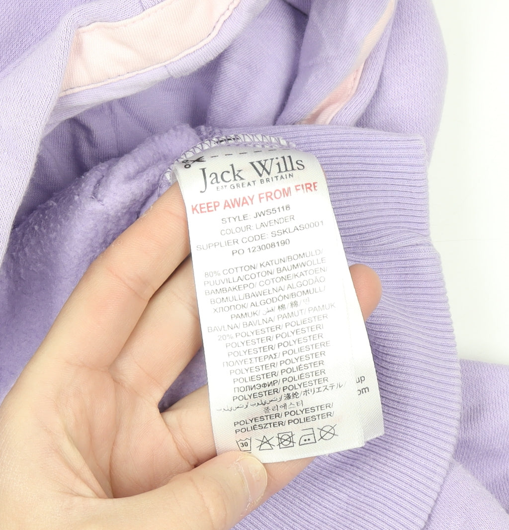 Jack Wills Girls Purple Pullover Hoodie 10-11 Years Logo Cotton Fleece