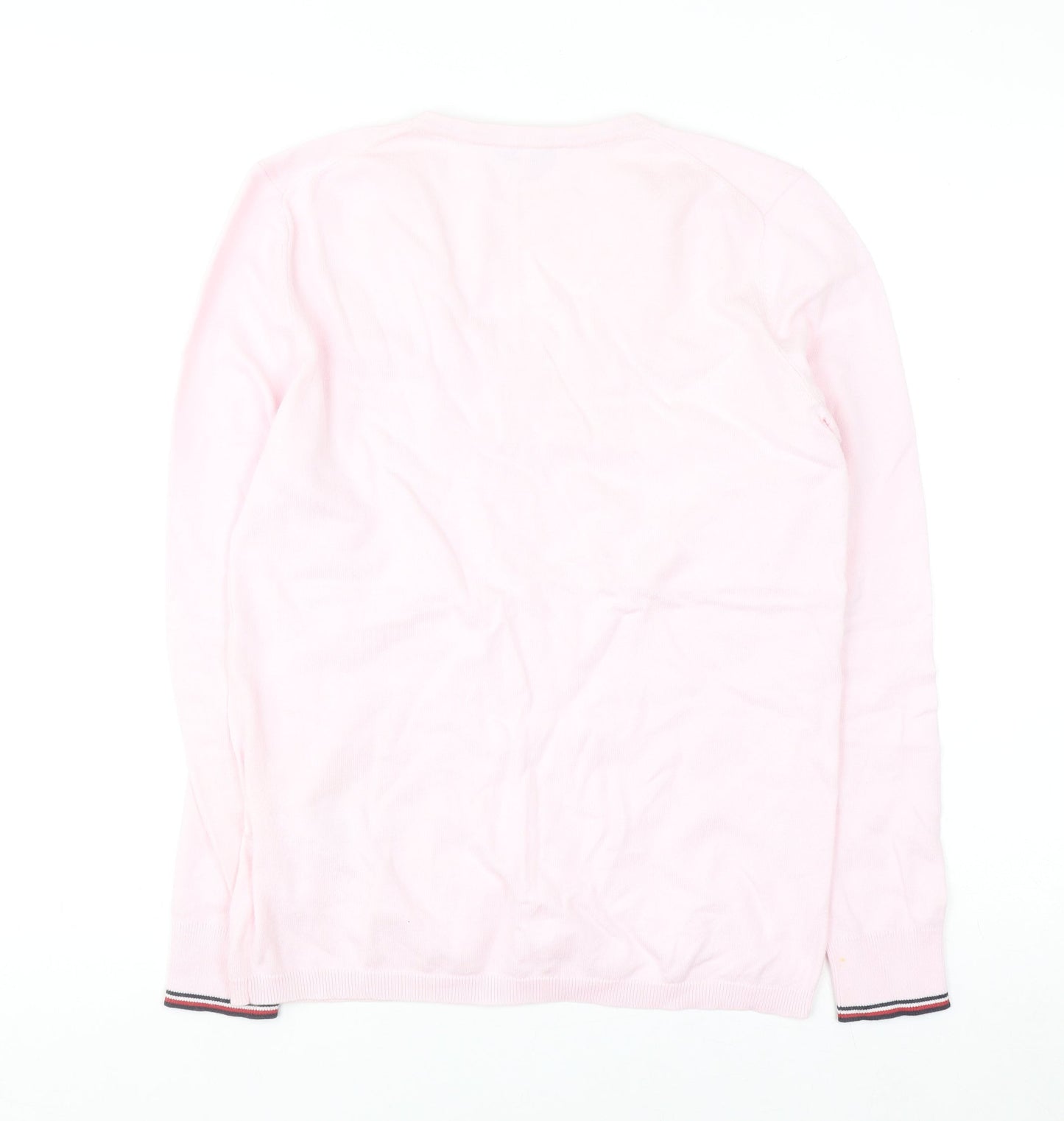 Tommy Hilfiger Women Pink V-Neck Cotton Blend Jumper M