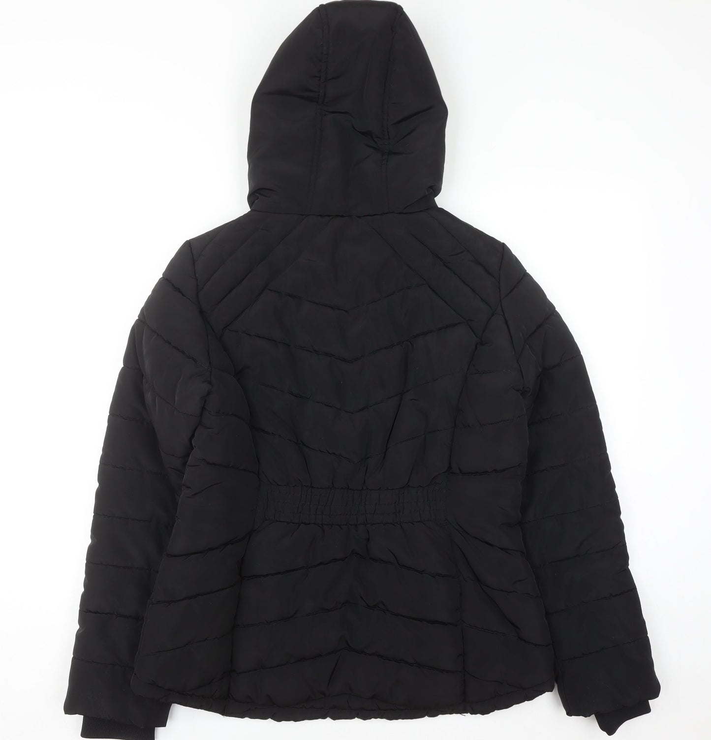 F&F Womens Black Hooded Puffer Jacket Size 12 Winter Coat