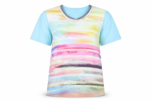 Rabe Womens Multicoloured Short Sleeve Stretch T-Shirt Size 20