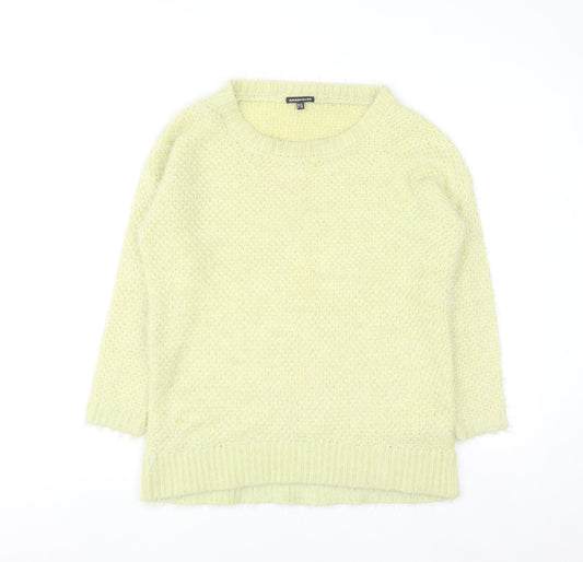 Warehouse Women Yellow Open-Knit Long Sleeve Pullover Jumper Size 10