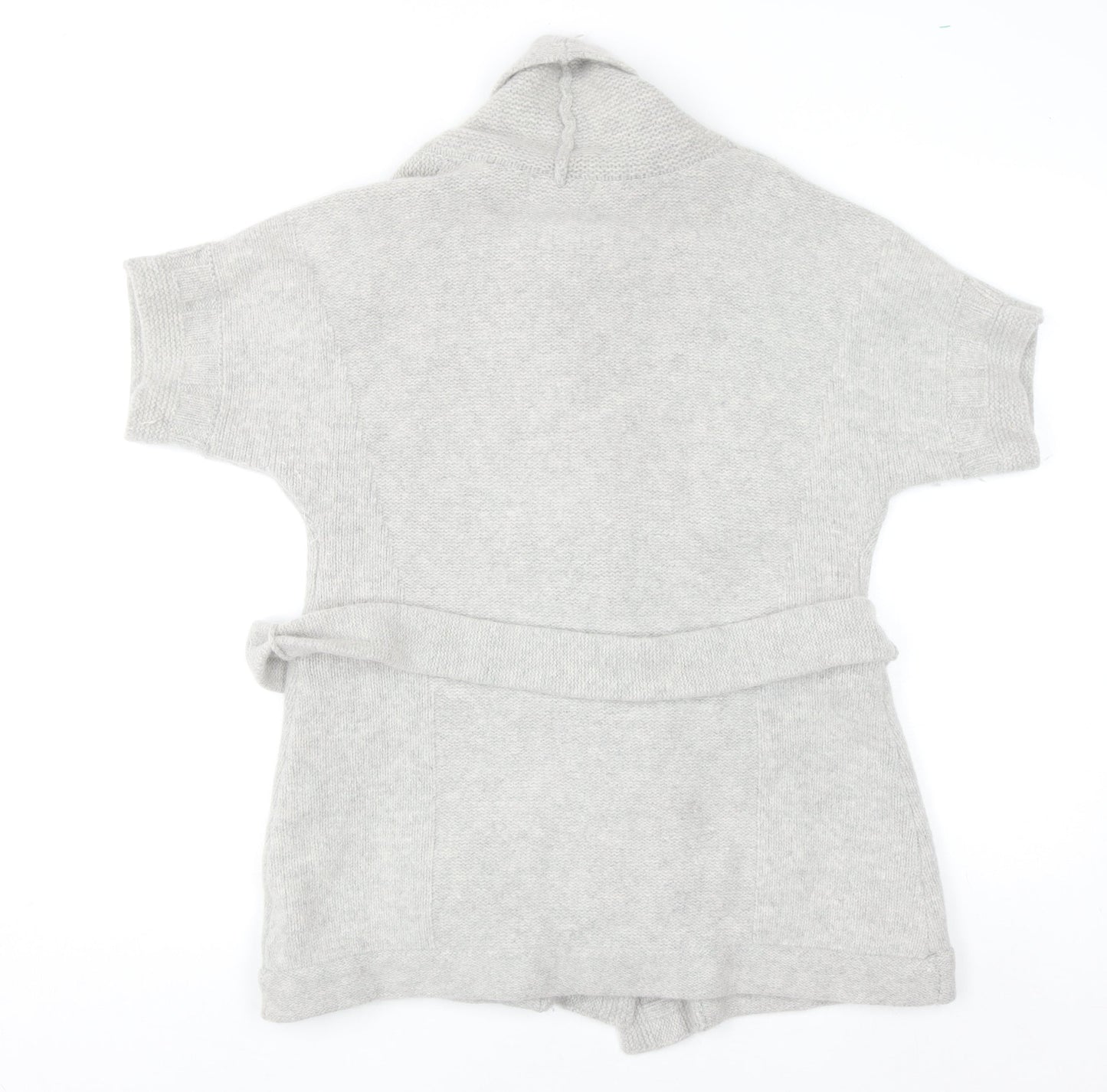 Jasper Conran Women Grey Wool Angora Belted Short Sleeve Cardigan Size 14