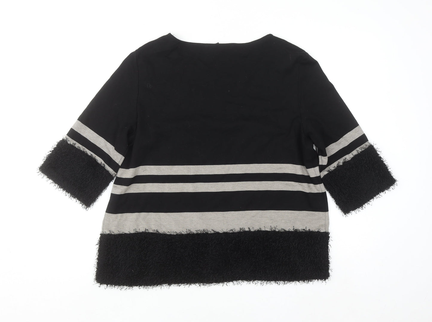 Badoo Women's Black Striped 3/4 Sleeve Tunic Blouse Size 16