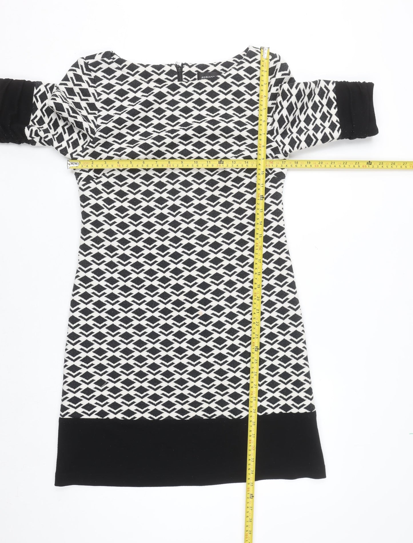 Adrianna Papell Women's Black Geometric Shift Dress Size 14
