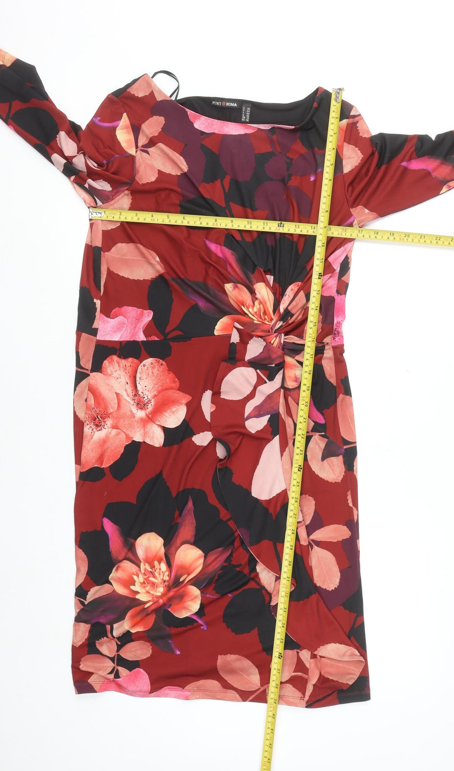 Punt Roma Women's Multicoloured Floral Bodycon Dress Size 16