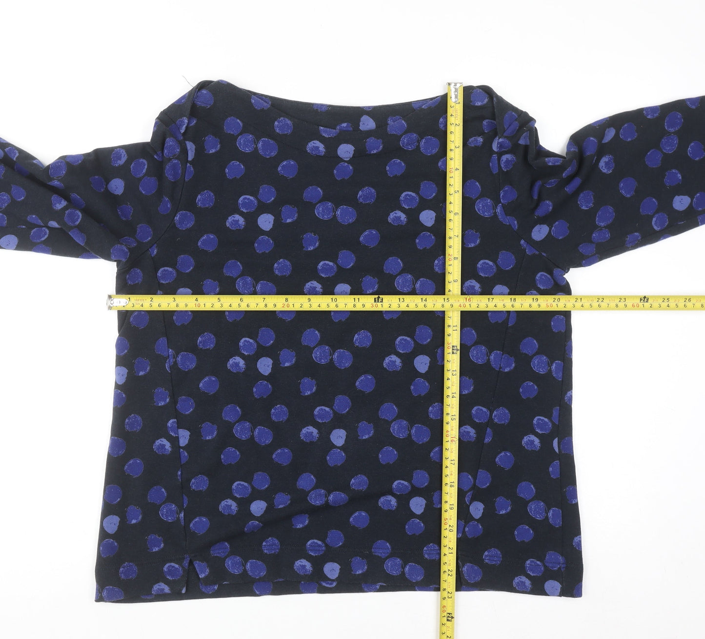 Thought Women Blue Polka Dot Long Sleeve Pullover Sweatshirt Size 14