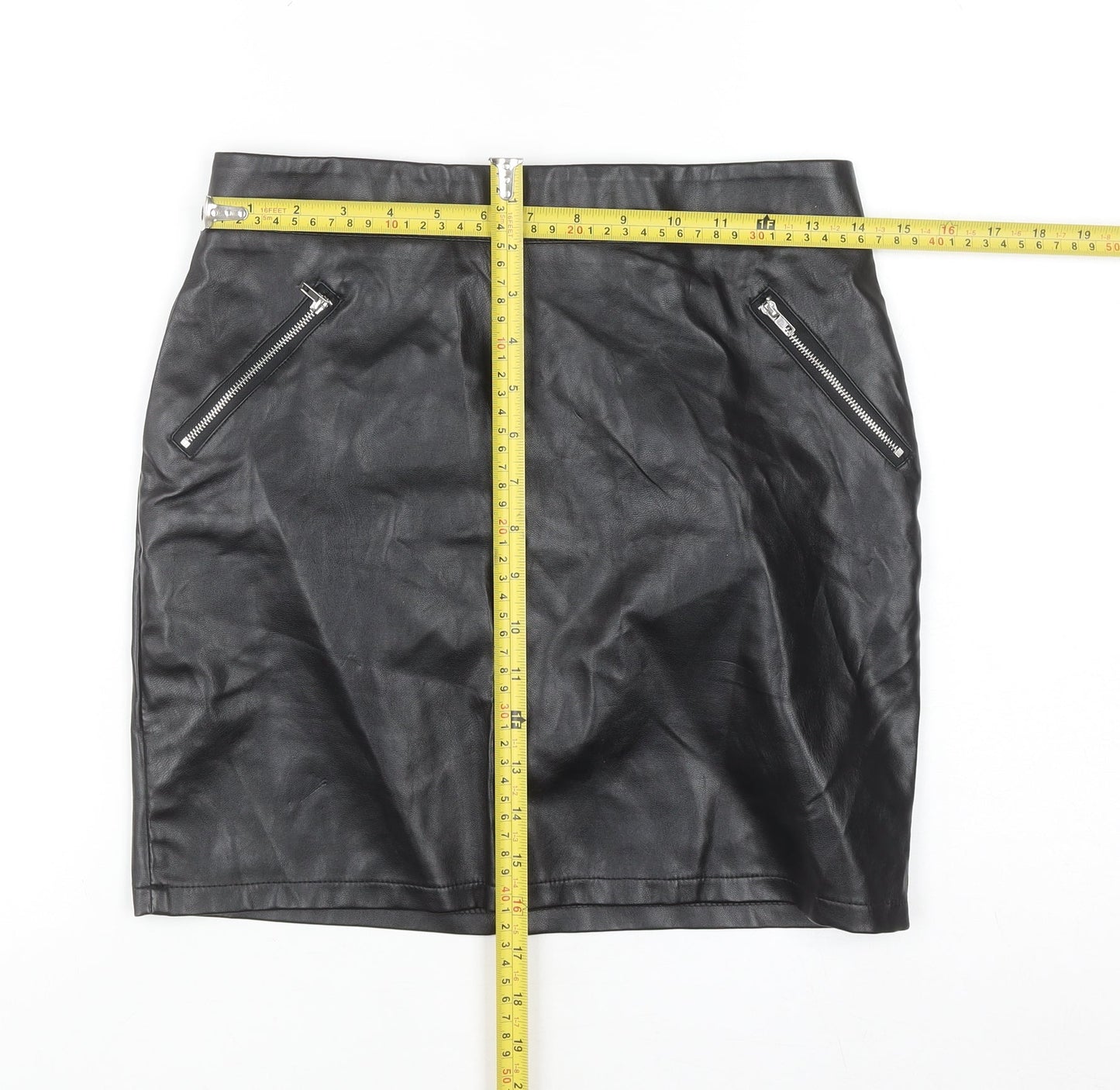 Pixie Daisy Womens Black Size 10 Faux Leather Mini Skirt