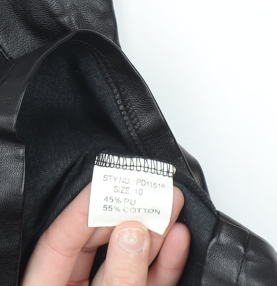 Pixie Daisy Womens Black Size 10 Faux Leather Mini Skirt