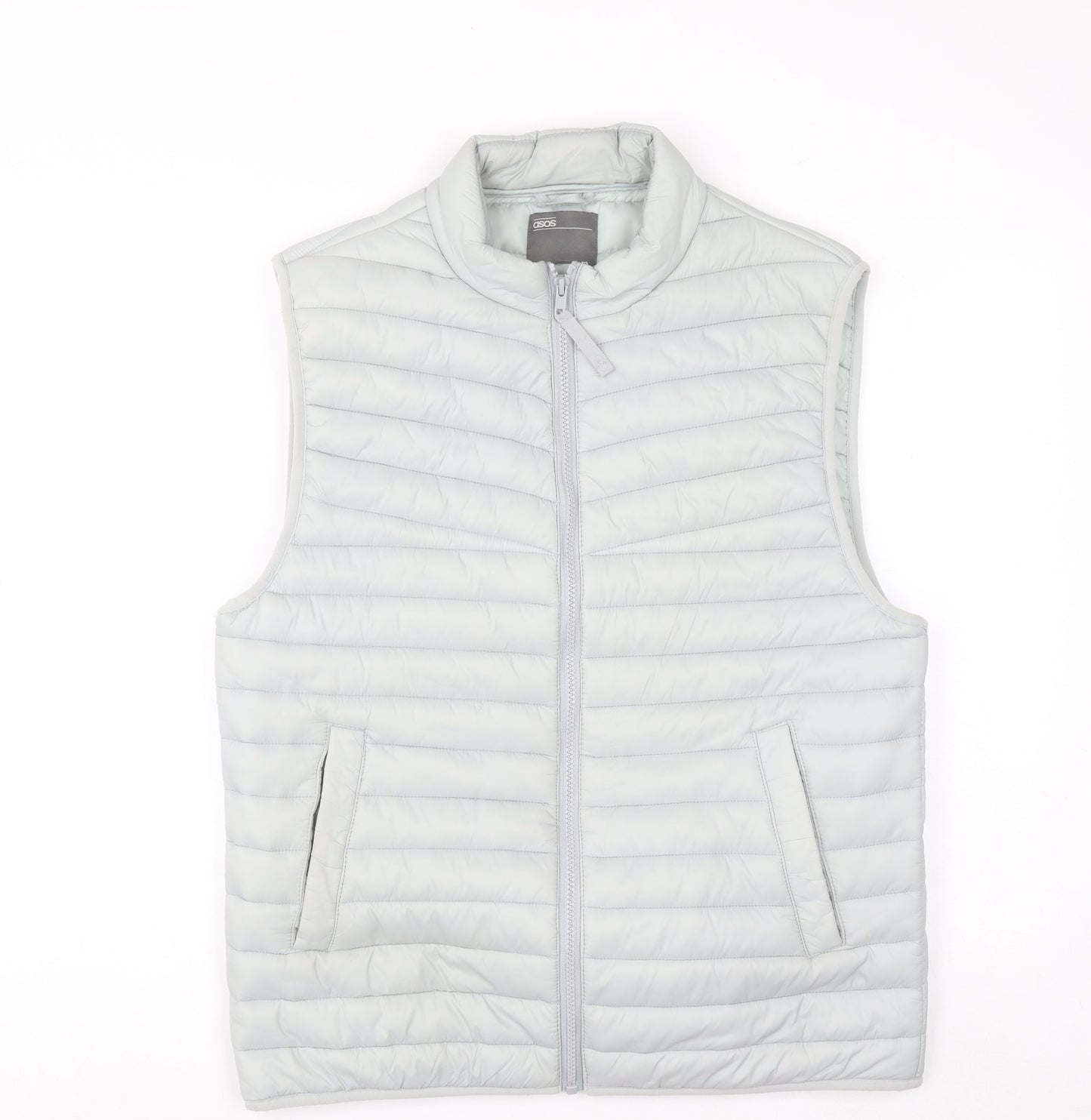 ASOS Men’s Grey Puffer Waistcoat M Regular Fit Quilted Zip Gilet