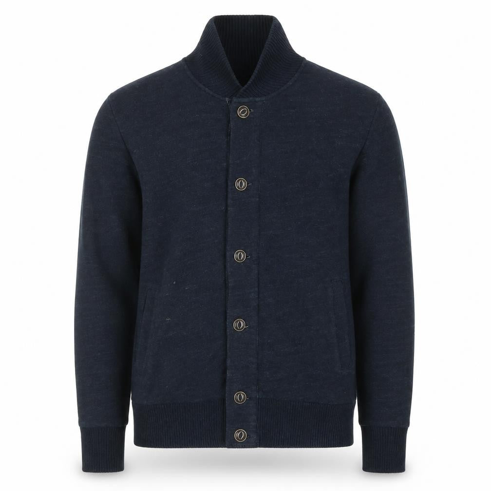H&M L.O.G.G. Men Blue Cotton Shawl Collar Button Cardigan S