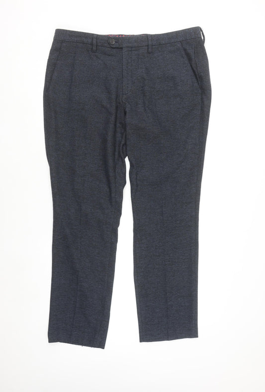 Ted Baker Men's Blue Wool Blend Dress Trousers 38R