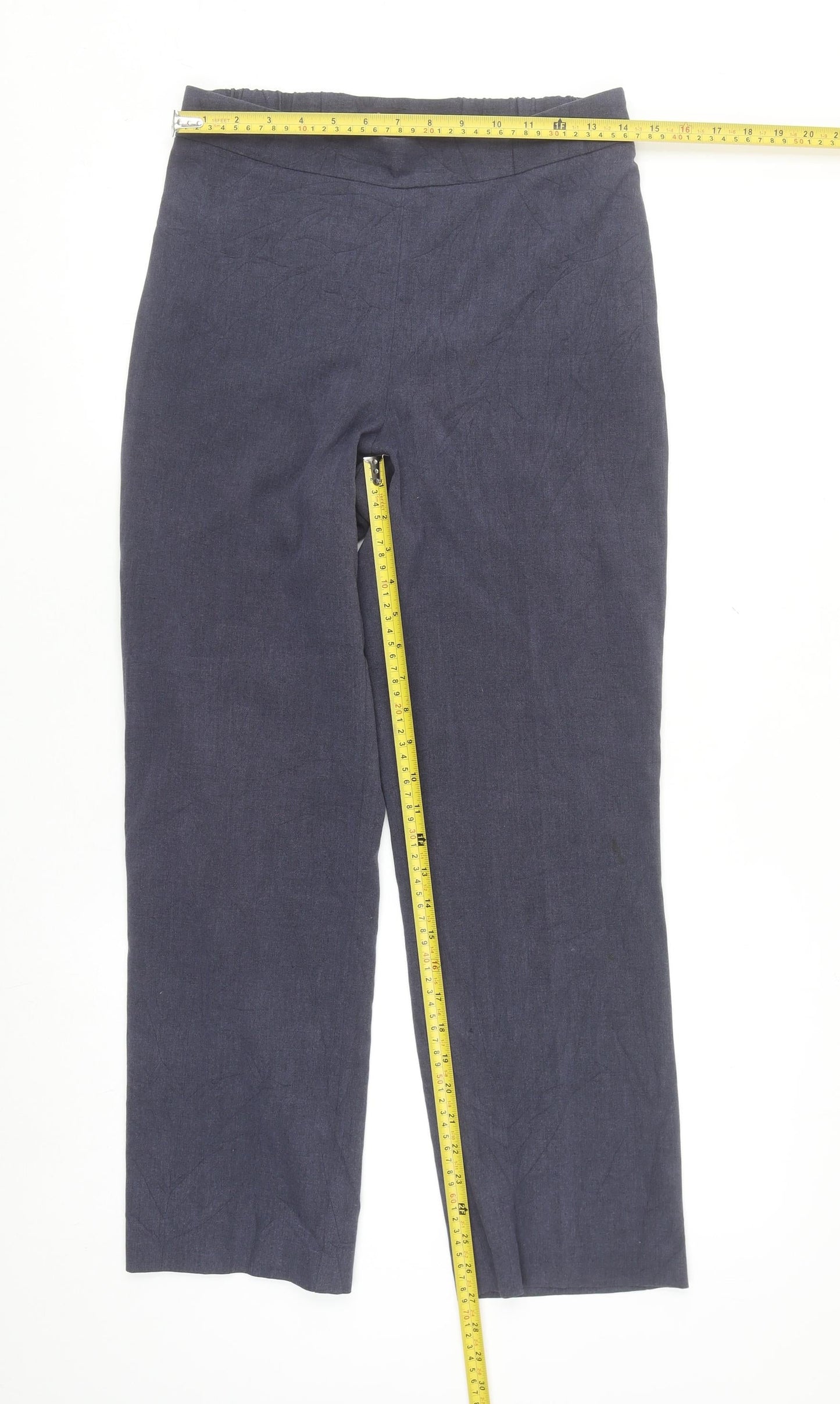 Marks and Spencer Women’s Blue Straight Leg Trousers Size 8 Tall