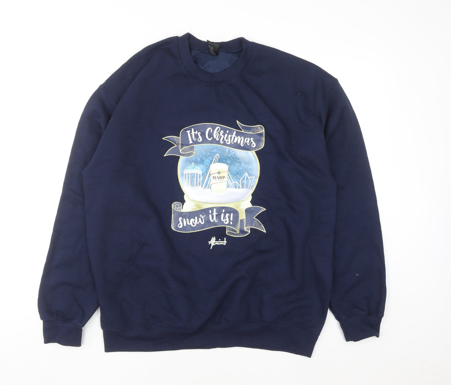 Harp Men's Blue Christmas Graphic Pullover Sweatshirt Size L