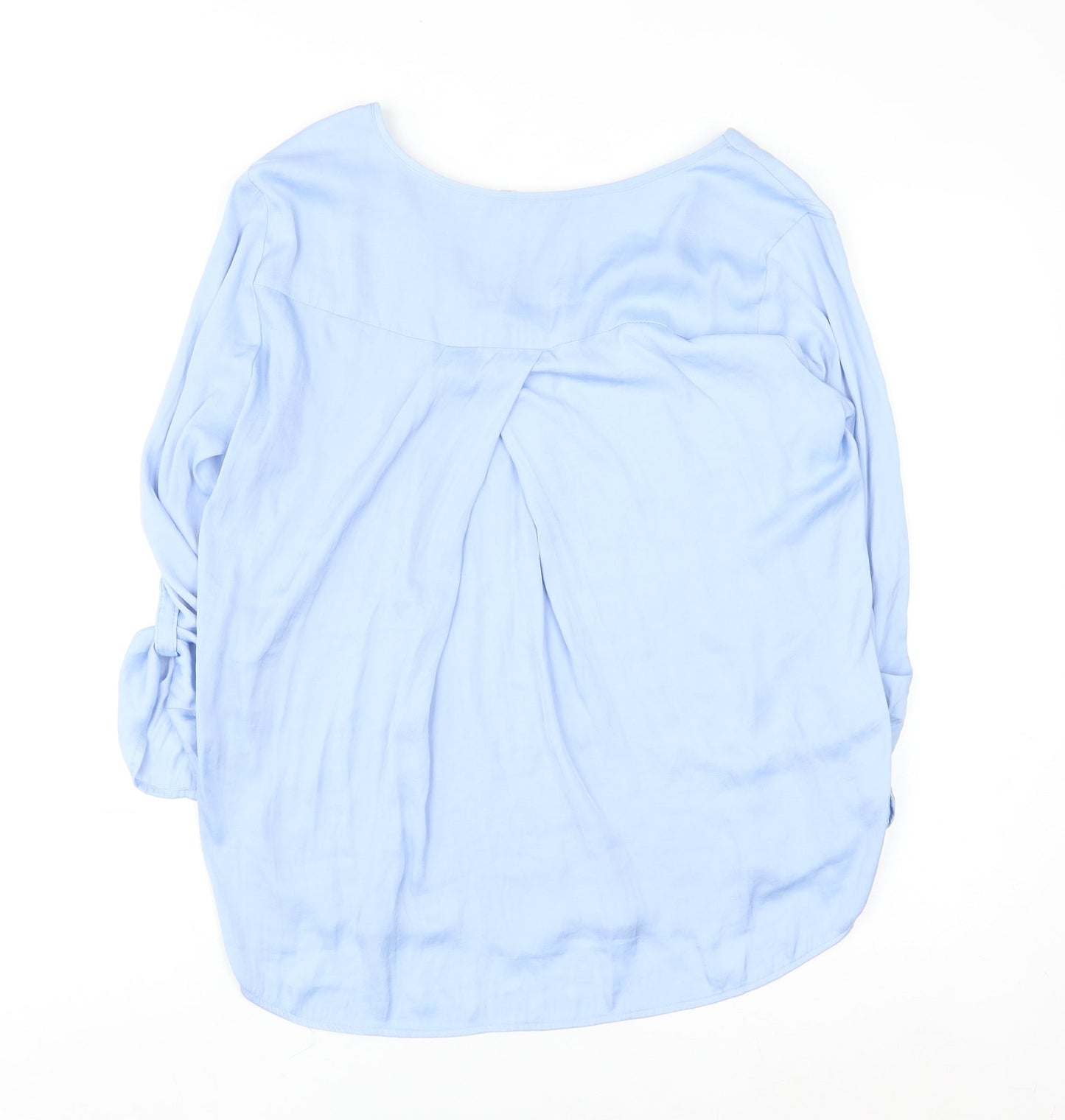Stradivarius Women Blue V-Neck Long Sleeve Blouse Size 14