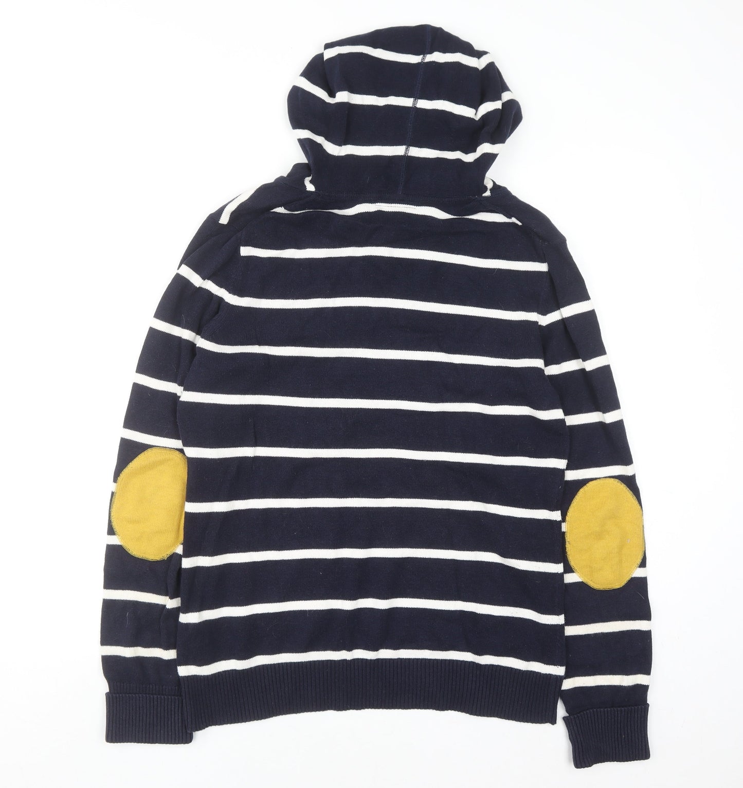 Tommy Hilfiger Women Navy Striped Cotton Pullover Hoodie Size L