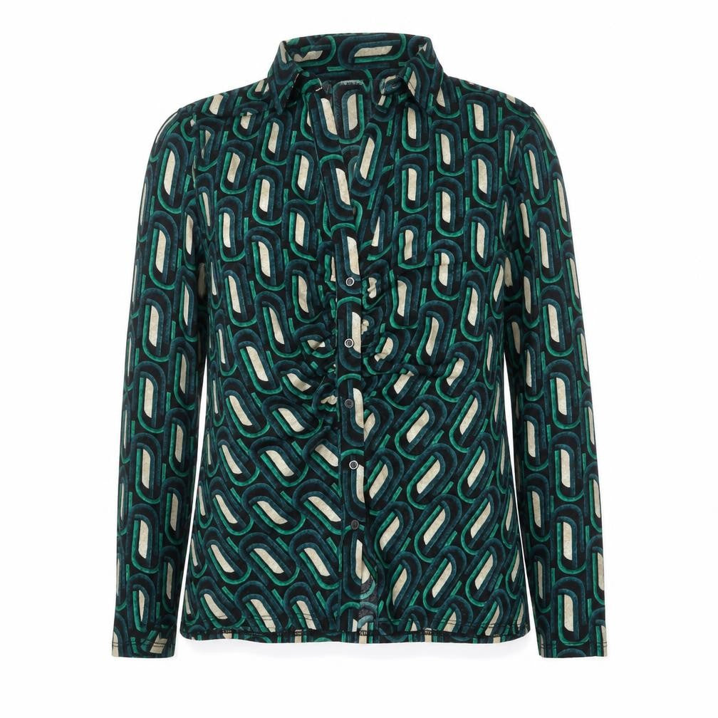 New Look Women's Multicoloured Geometric Button-Up Shirt Size 16